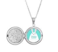 Collana con medaglione a forma di coniglietto blu, con scritta "Happy Easter" (lingua italiana non garantita)
