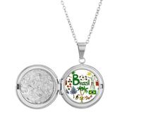 Collana con medaglione a forma di cuore e bandiera nazionale del Brasile, ideale come regalo di compleanno
