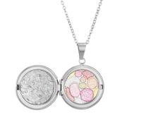 Collana con medaglione biologico con struttura a celle al microscopio colorato, idea regalo di compleanno