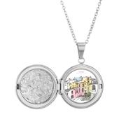 Collana con medaglione colorato in Francia con immagine di edificio cittadino, regalo di compleanno