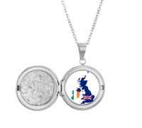 Collana con medaglione con mappa della Gran Bretagna, bandiera dell'Irlanda, idea regalo per compleanno