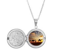 Collana con medaglione con scritta "All the Way to the Silk Road", con cammello e deserto, idea regalo per compleanno