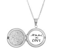Collana con medaglione con scritta "All You Need Is Love Sun" (lingua italiana non garantita)
