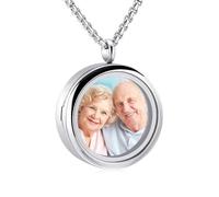 Collana con medaglione per ceneri di una persona cara, per portare foto in vetro, urna commemorativa, gioielli in acciaio inossidabile 316L, idea regalo, Acciaio inossidabile, Nessuna pietra preziosa