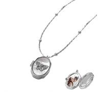 Collana con medaglione portafoto a forma di cuore, farfalla o angelo, su un lato o su entrambi i lati, personalizzabile con l'immagine dei propri cari, animali domestici o qualsiasi immagine, gioiello