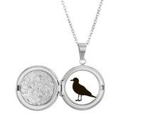 Collana con medaglione raffigurante un gabbiano nero, ideale come regalo di compleanno