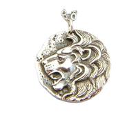 Collana con moneta di leone in argento sterling 925, replica di piccolo ciondolo greco antico, forza, leadership, protezione, ciondolo animale, potere, regalo per lui | con catena da 18 pollici |