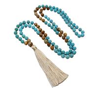 Collana con nappa con pendente in pietra smerigliata con 108 perline for donna | Gioielli Mala lunghi for yoga