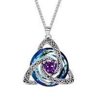 Collana con Nodo della Trinità Celtico e Pietra del Mese - Set Regalo | Collana con pendente Triquetra (Nodo della Trinità) e cristallo - Gioiello da donna ideale per compleanni con zirconia cubica