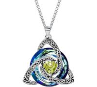 Collana con Nodo della Trinità Celtico e Pietra del Mese - Set Regalo | Collana con pendente Triquetra (Nodo della Trinità) e cristallo - Gioiello da donna ideale per compleanni con zirconia cubica