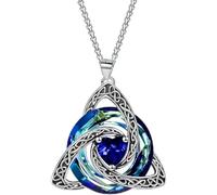 Collana con Nodo della Trinità Celtico e Pietra del Mese - Set Regalo | Collana con pendente Triquetra (Nodo della Trinità) e cristallo - Gioiello da donna ideale per compleanni con zirconia cubica