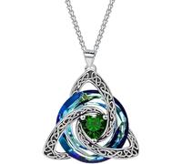 Collana con Nodo della Trinità Celtico e Pietra del Mese - Set Regalo | Collana con pendente Triquetra (Nodo della Trinità) e cristallo - Gioiello da donna ideale per compleanni con zirconia cubica