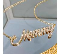 Collana con nome in diamanti scintillanti, collana con nome in cristallo, collana personalizzata, collana con nome in testo, gioielli da Frozen, regalo per donna, regalo per damigella, stile semplice 