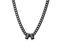 Collana con nome personalizzata da uomo - Collana con nome personalizzata in acciaio inossidabile con maglie a catena cubana per uomo: regalo per la Festa del Papà, per papà, marito o figlio (2 nomi)