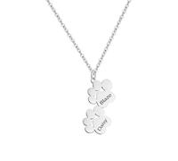 Collana con nome personalizzato con impronta di zampa con 1-4 nomi, gioielli commemorativi per gli amanti degli animali domestici, regalo di Natale per mamme animali domestici (Argento/Rosa/Oro)
