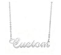 Collana con Nome Personalizzato, LucBuy Gioielli con Targhetta Personalizzata Placcata in Oro 18 Carati, Eleganti Collane con Ciondolo a Forma di Lettera con Qualsiasi Parola, Regali Unici (Argento)
