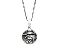 Collana con Occhio di Horus in Argento Sterling per Donna - Ciondolo a Disco del Dio Egizio in Argento 925 - Amuleto Protettivo a Forma di Moneta - Gioielli della Mitologia Antica - Collana con