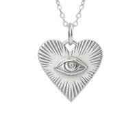 Collana con occhio in argento sterling 925 e cuore raggiante.|LK_NLC_03033 | piccolo di chiaroveggenza, giustizia, simbolo di amore e protezione, unico con ritratto di occhio, lungo 45 cm
