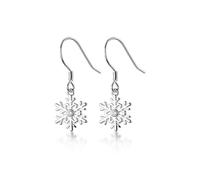 Collana con orecchini da donna in argento Sterling a forma di goccia per adolescenti, piccoli fiocchi di neve, Taglia unica, Metallo, Nessuna pietra preziosa