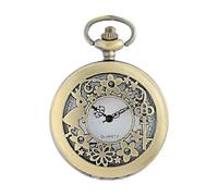 Collana con orologio da tasca al quarzo da donna con effetto bronzo 3D a tema Alice nel Paese delle