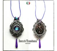 collana con pendaglio amuleto gioiello drago occhio blu argento talismano gotico