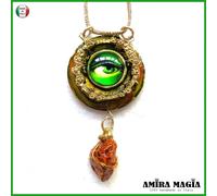 Collana con Pendaglio Amuleto Gioiello Occhio Magico Drago Oro Dragone Talismano