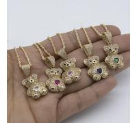 Collana Con Pendente A Forma Di Cuore Di Orsetto Colorato In Oro Giallo 14K