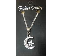 Collana Con Pendente A Mezzaluna E Stella In Strass Islamico Musulmano 18" O 24"