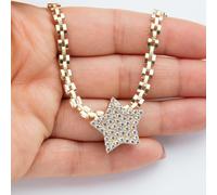 Collana Con Pendente A Stella Colorato In Oro Giallo 10K Lucido