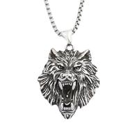 Collana con Pendente a Testa di Lupo Angry Wolf