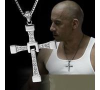Collana con pendente Ciondolo CROCE STRASS SILVER UOMO Moda Toretto Fast Furious