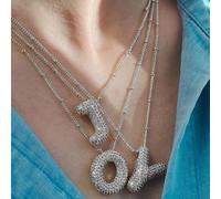 Collana con pendente con lettere da A a Z in zirconia cubica e cristallo per uomini e donne, collana con iniziali punk alla moda in acciaio inossidabile stile hip hop L,M,S,H,A,T,O,X,B,C,D,E,F,G,I,J,K