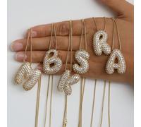 Collana con pendente di lettere da A a Z in cristallo CZ zirconia per uomo e donna, collana con iniziali in stile punk, gioiello in acciaio inossidabile di moda hip hop L,M,S,H,A,T,O,X,B,C,D,E,F,G,I,J