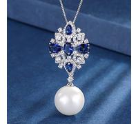 Collana con Pendente di Perle Grandi Bianche da 16 mm per Gioielli da Donna con Pietre preziose di Rubino