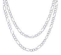 Collana Con Pendente In Catena Figaro Italiana Da 6,5Mm In Oro Bianco 14K