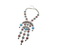 Collana con pendente in giada turchese artificiale, accessorio per capelli Yunnan in stile etnico esotico, catena in clavicola in stile antico