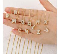Collana con pendente in zirconia cubica e lettere dalla A alla Z per uomo e donna, collana con iniziali e nome in stile punk, gioiello in acciaio inossidabile alla moda per hip hop L,M,S,H,A,T,O,X,B,C