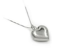 Collana con Pendente Sonaglio a Forma di Cuore Bombato in Argento