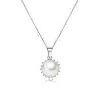 Collana Con Pendente Sunshine Pearl In Ottone Placcato Oro Bianco 14K