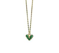 Collana con pendenti a forma di cuore d'amore in zirconi verdi classici in argento sterling 925 per regalo di gioielli per feste da donna