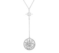 Collana con pentagramma e nodo delle streghe Tetragrammaton Nudo De Bruja YHVH YHWH Yeshua Jehovah Ciondolo Salomone Amuleto Wicca Gioielli Regalo (nodo della strega 1, collana a Y in argento)