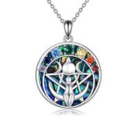 Collana Con Pentagramma Pentagramma Della Dea Della Tripla Luna Per Donne Catene in Argento Sterling Con Pentagramma Chakra Pagano Wiccan Collana Con Amuleti Magici Regali di Gioielli