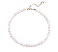 Collana con perle di imitazione retrò con collana ad anello, elegante anello fatto a mano, unisex, per uomini e donne, supporto per ciondoli (D, taglia unica), resina, Senza Gemstone