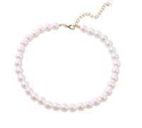 Collana con perle di imitazione retrò con collana ad anello, elegante anello fatto a mano, unisex, per uomini e donne, supporto per ciondolo (E, taglia unica), resina, Senza Gemstone
