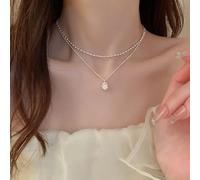 Collana con perle e nappe con farfalla con design unico, materiale in rame, catena da 39+5 cm, per gli amanti della moda (6#)