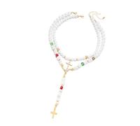 Collana con perle europee a forma di croce con perline colorate, adatta per mercati del sud-est asiatico, collana con croci