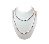 COLLANA con PERLE SCAR. e AMETISTA con INSERTI RODIATI ORO GIALLO - 100cm
