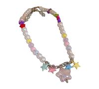 Collana con perline a cinque punte con stella da spiaggia gioielli adatti per donne e ragazze collane per donne perline rotonde girocollo gioielli alla moda, Misura unica, come descritto, come