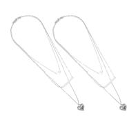 Collana con perline a cuore da 2 pezzi Collana a strati in acciaio inossidabile