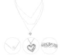 Collana con perline a cuore da 2 pezzi Collana a strati in acciaio inossidabile